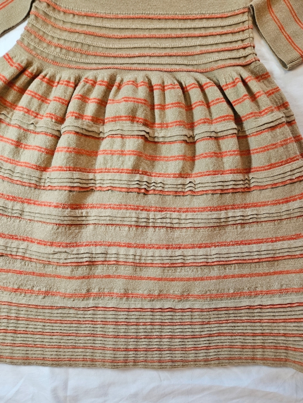 Anthropologie Womens Tan And Orange Striped Elodie Sweater Dress Size Small - Picture 3 of 15
